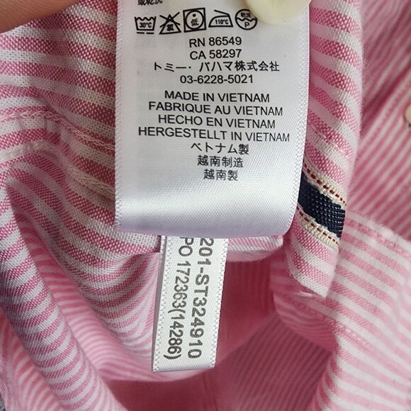 Tommy Bahama Mens Button Down Shirt Long Sleeve Striped Pink White Size XL - Picture 8 of 8